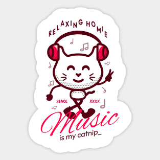 cute cat music is my catnip Sticker